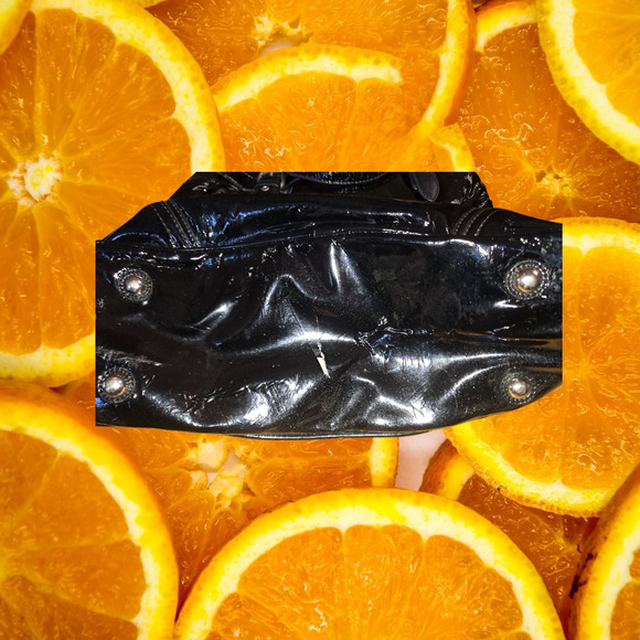 Nine West Black Tote Bag Purse Faux Patent Leather - Picture 6 of 10